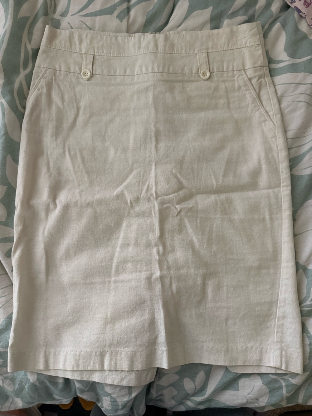 Classic Women's Cream Thin Linen Pencil Skirt